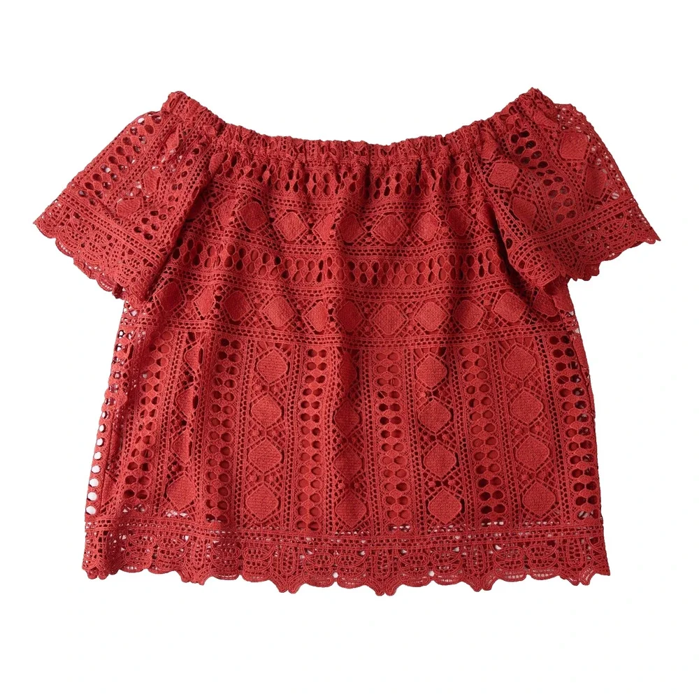 Anthropologie Sunday In Brooklyn Crochet Eyelet Top Womens S Cottagecore Boho